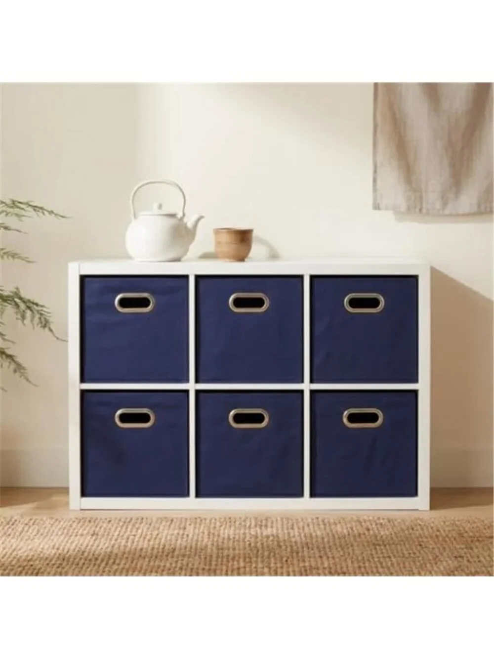 6 Pieces Fabric Storage Bins 6 Piece Set Strong Poly-Woven Fabric